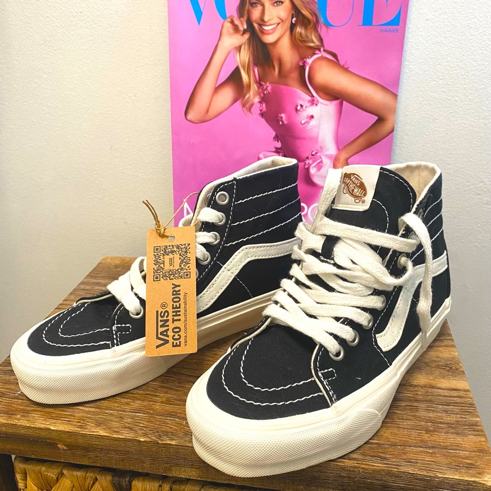 ✨NWT✨ Tapered Vans Eco Theory -sk8-Hi 🍃 Black + Oatmeal